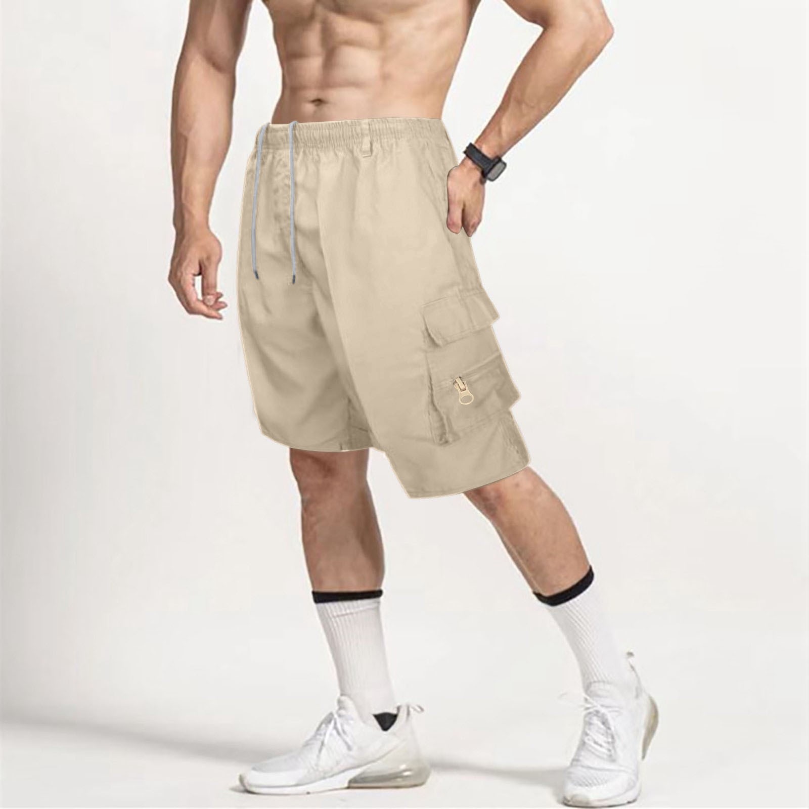 thumbnail image 2 of Pantalones cortos ligeros de senderismo para hombre - 90 % poliéster, 10 % elastano - Diseño con 6 bolsillos, tejido de secado rápido para actividades al aire libre, 2 of 4